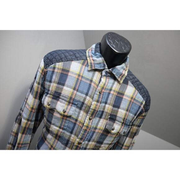 Silver Jeans Western Pearl Snaps Shirt Button Up Long Sleeve Mens Size Large - Picture 4 of 11